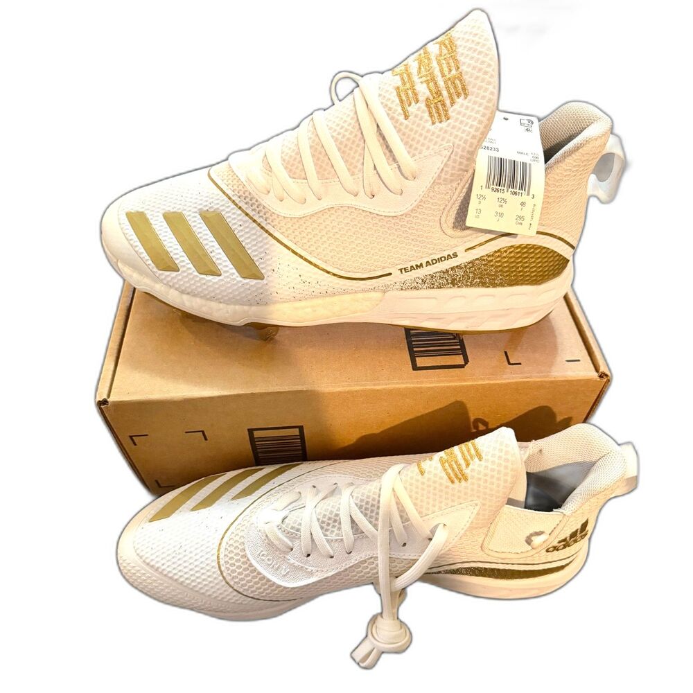 Adidas Icon V Bounce Baseball Cleats Men's 13 NWOB White Gold